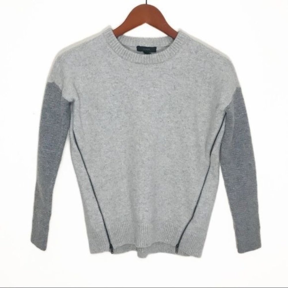 J. Crew Wool Zip Sides Colorblock Sleeves Sweater Size X-Small